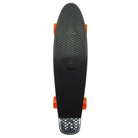 Skateboard pennyboard 60cm nosnost 90kg, kovové osy - černý, oranžová kola