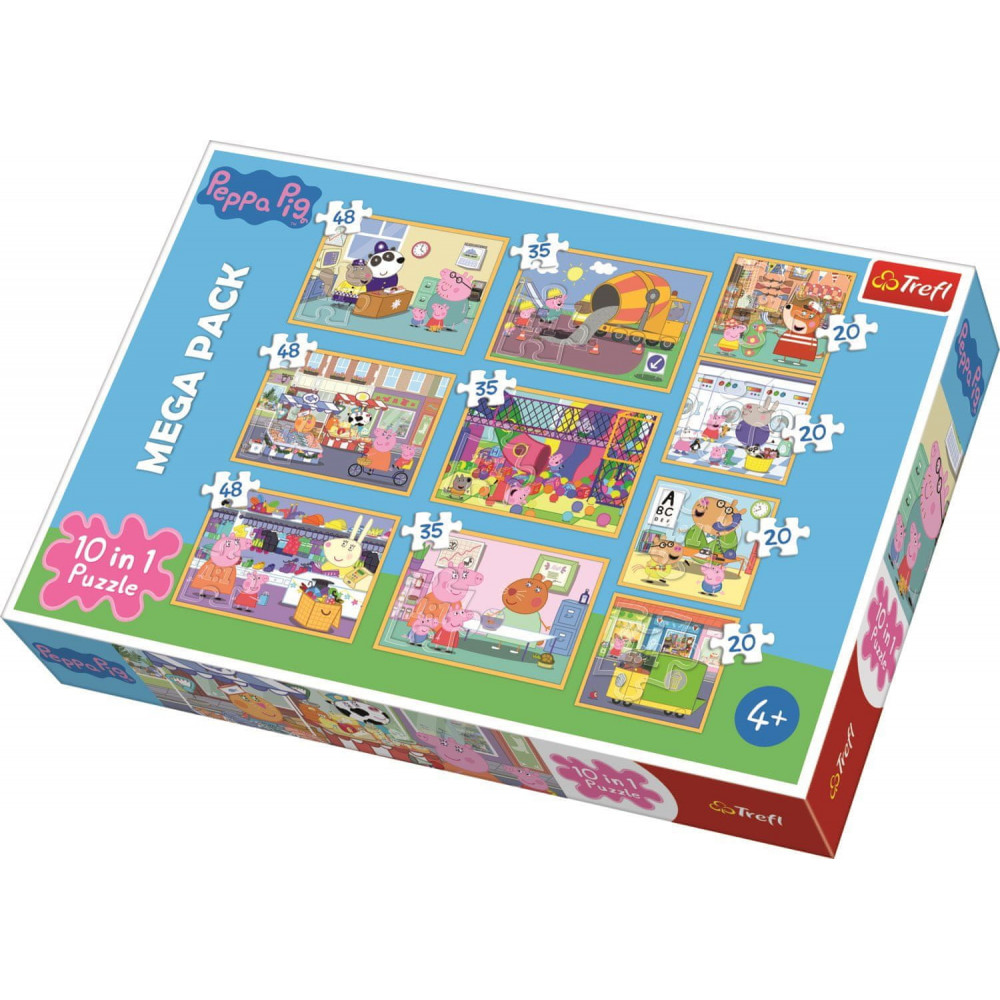 Trefl Puzzle 10v1 Prasátko Peppa s přáteli 20, 35, 48 dílků