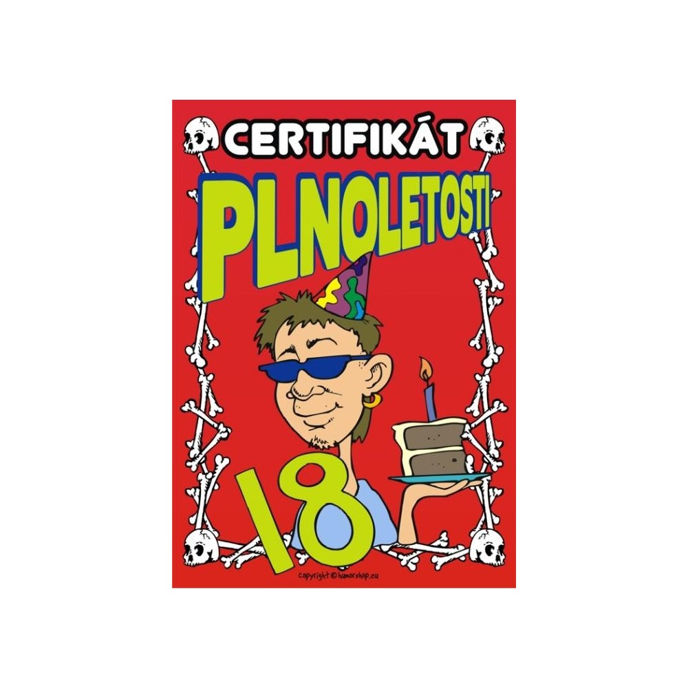 Certifikát plnoletosti 18 (kluk)