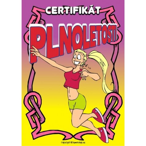 Certifikát plnoletosti 18 (sexy bloncka)