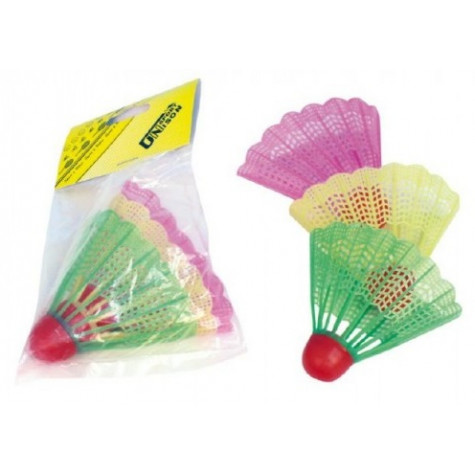 Unison Badmintonové míčky/košíčky barevné plast 3ks v sáčku 11x17cm