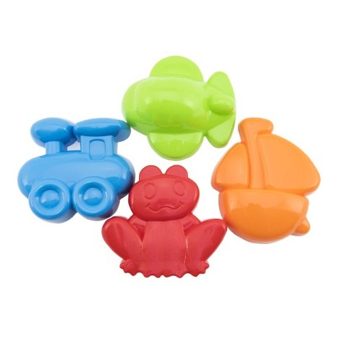 Formičky Bábovky na písek 4ks plast 10cm vlak, letadlo, loď, žába ~ 2