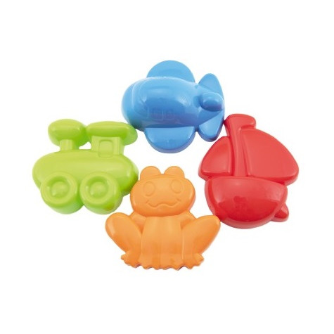 Formičky Bábovky na písek 4ks plast 10cm vlak, letadlo, loď, žába ~ 3