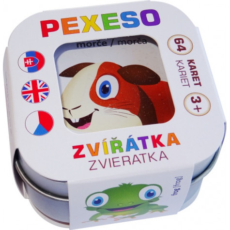Hmaťák Pexeso Zvířátka 64 karet v plechové krabičce ~ 1