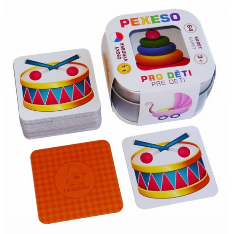 Hmaťák Pexeso Pro děti 64 karet v plechové krabičce
