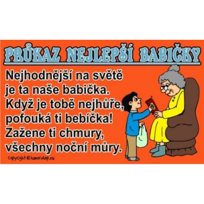 Průkaz - Průkaz nejlepší babičky