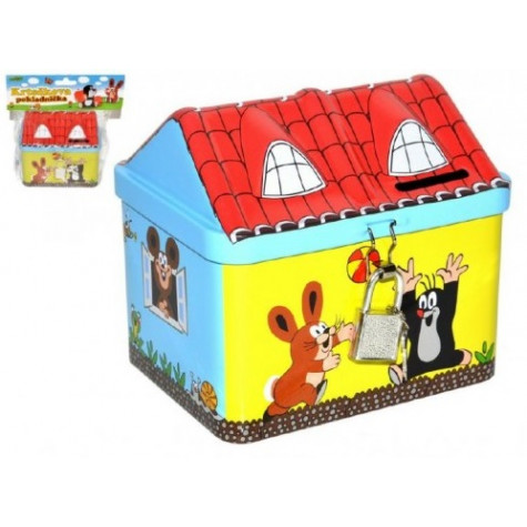 Wiky Pokladnička Krtek domeček se zámkem plech 11,5cm ~ 1