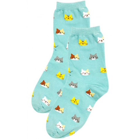 Ponožky s kočičkami - modré - vel. uni