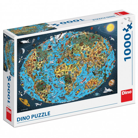 Dino Kreslená mapa Světa puzzle 1000 dílků