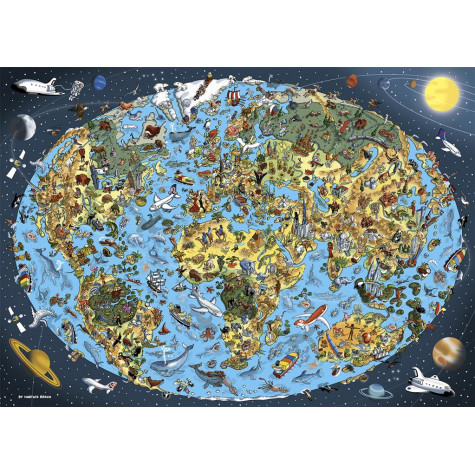 Dino Kreslená mapa Světa puzzle 1000 dílků
