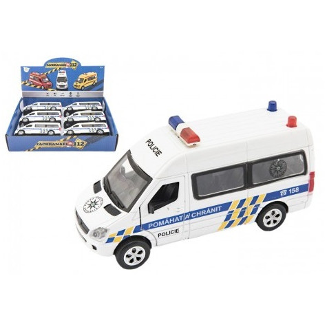 Auto policie kov/plast 15cm na baterie se světlem se zvukem na zpětné natažení ~ 1