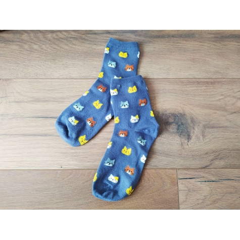 Ponožky s kočičkami - šedé - vel. uni