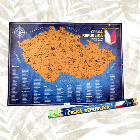 Stírací mapa České republiky - modrá