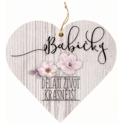 Dřevěné srdce 13 cm - Babička
