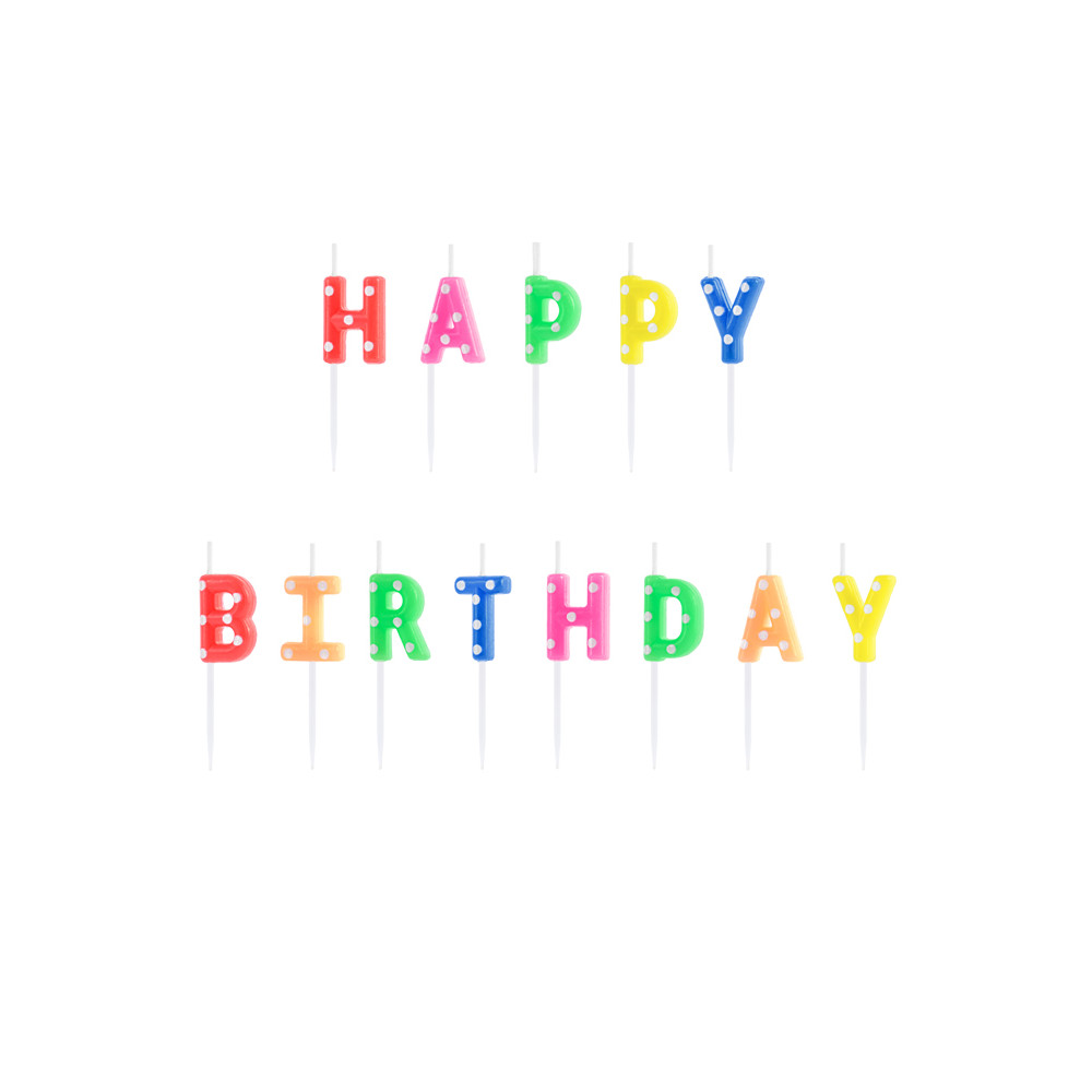 Narozeninové svíčky Happy Birthday - barevné