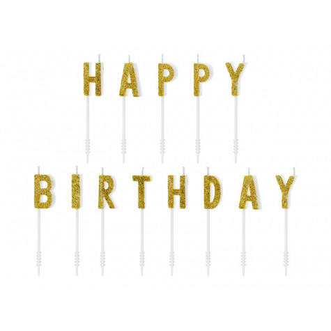 Narozeninové svíčky Happy Birthday - zlaté ~ 1