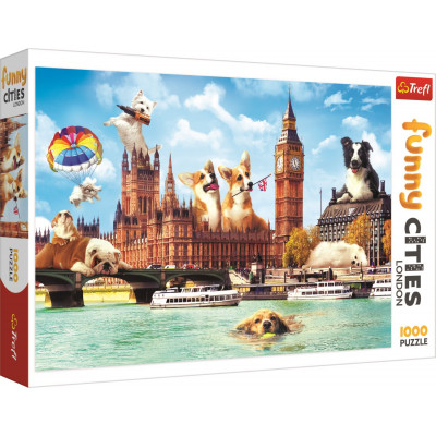 TREFL Puzzle Legrační města: Psi v Londýně 1000 dílků
