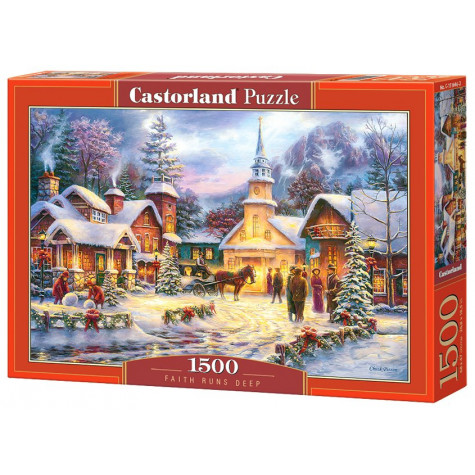 CASTORLAND Puzzle Zasněžená vánoční vesnička 1500 dílků ~ 1