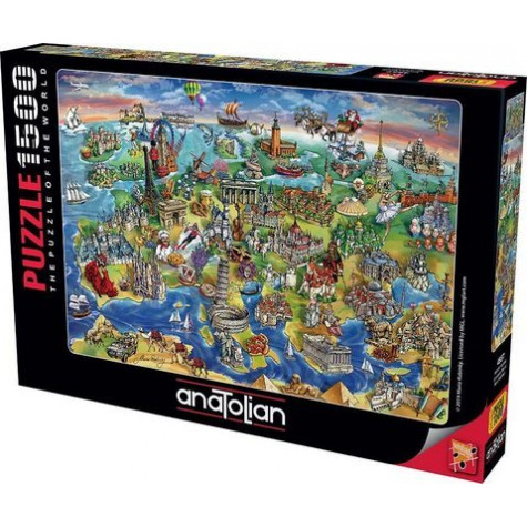 ANATOLIAN Puzzle Evropský svět 1500 dílků ~ 1