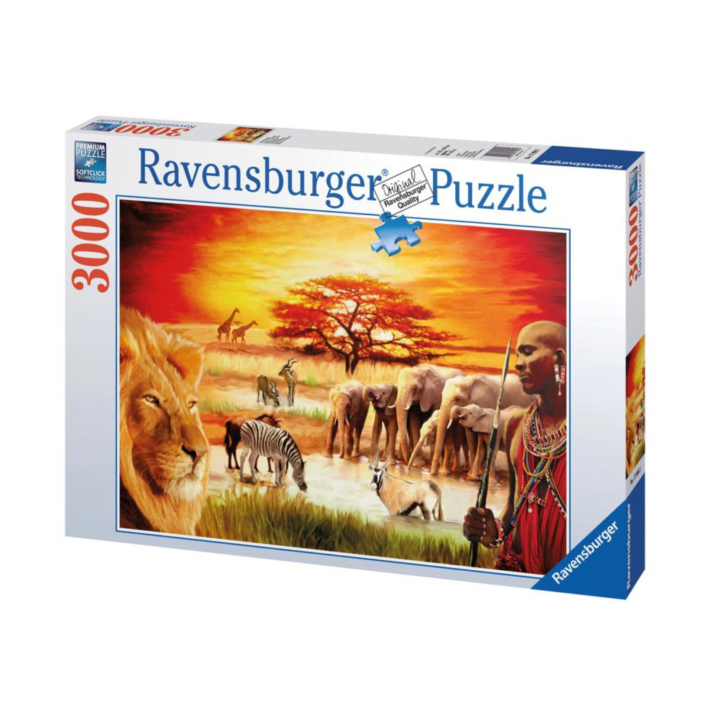 RAVENSBURGER Puzzle Savana - hrdí Masajové 3000 dílků