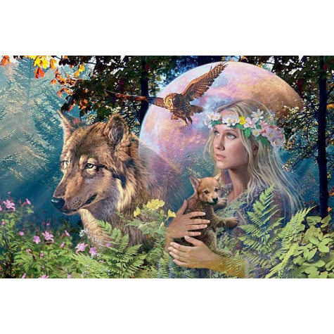 RAVENSBURGER Puzzle Lesní paní - Vlk ve svitu měsíce 3000 dílků ~ 2