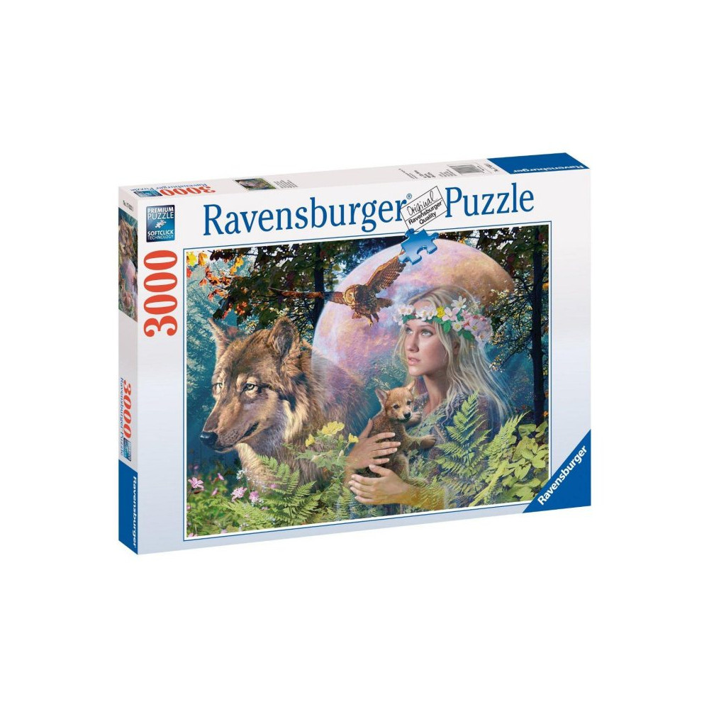 RAVENSBURGER Puzzle Lesní paní - Vlk ve svitu měsíce 3000 dílků