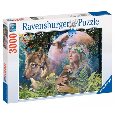 RAVENSBURGER Puzzle Lesní paní - Vlk ve svitu měsíce 3000 dílků