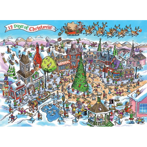 COBBLE HILL Puzzle Doodle Town: 12 dnů Vánoc 1000 dílků