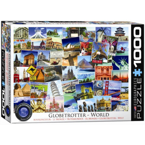 EUROGRAPHICS Puzzle Světoběžník - celý svět 1000 dílků ~ 1