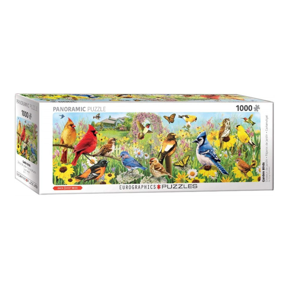 EUROGRAPHICS Panoramatické puzzle Zahradní ptáci 1000 dílků