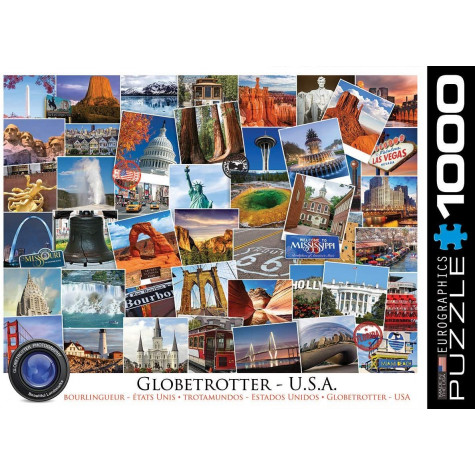 EUROGRAPHICS Puzzle Světoběžník - USA 1000 dílků ~ 1