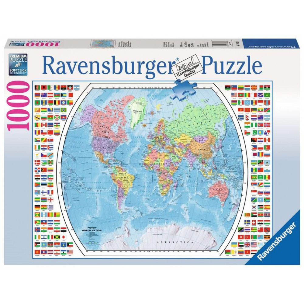 RAVENSBURGER Puzzle Politická mapa světa Národy 1000 dílků