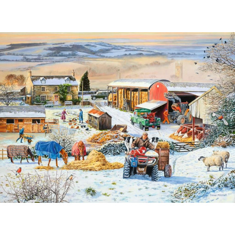 RAVENSBURGER Puzzle Zima na farmě 1000 dílků