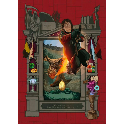 RAVENSBURGER Puzzle Harry Potter: Boj s Maďarským trnoocasým drakem 1000 dílků ~ 2