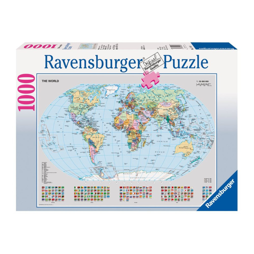 RAVENSBURGER Puzzle Svět Politická mapa světa 1000 dílků