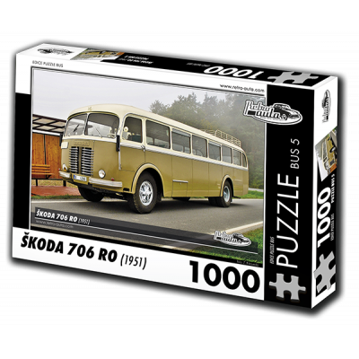 RETRO-AUTA Puzzle BUS č. 5 Škoda 706 RO (1951) 1000 dílků