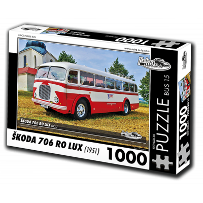 RETRO-AUTA Puzzle BUS č. 15 Škoda 706 RO LUX (1951) 1000 dílků