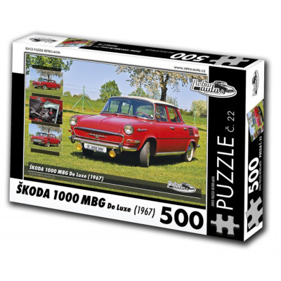 RETRO-AUTA Puzzle č. 22 Škoda 1000 MBG De Luxe (1967) 500 dílků