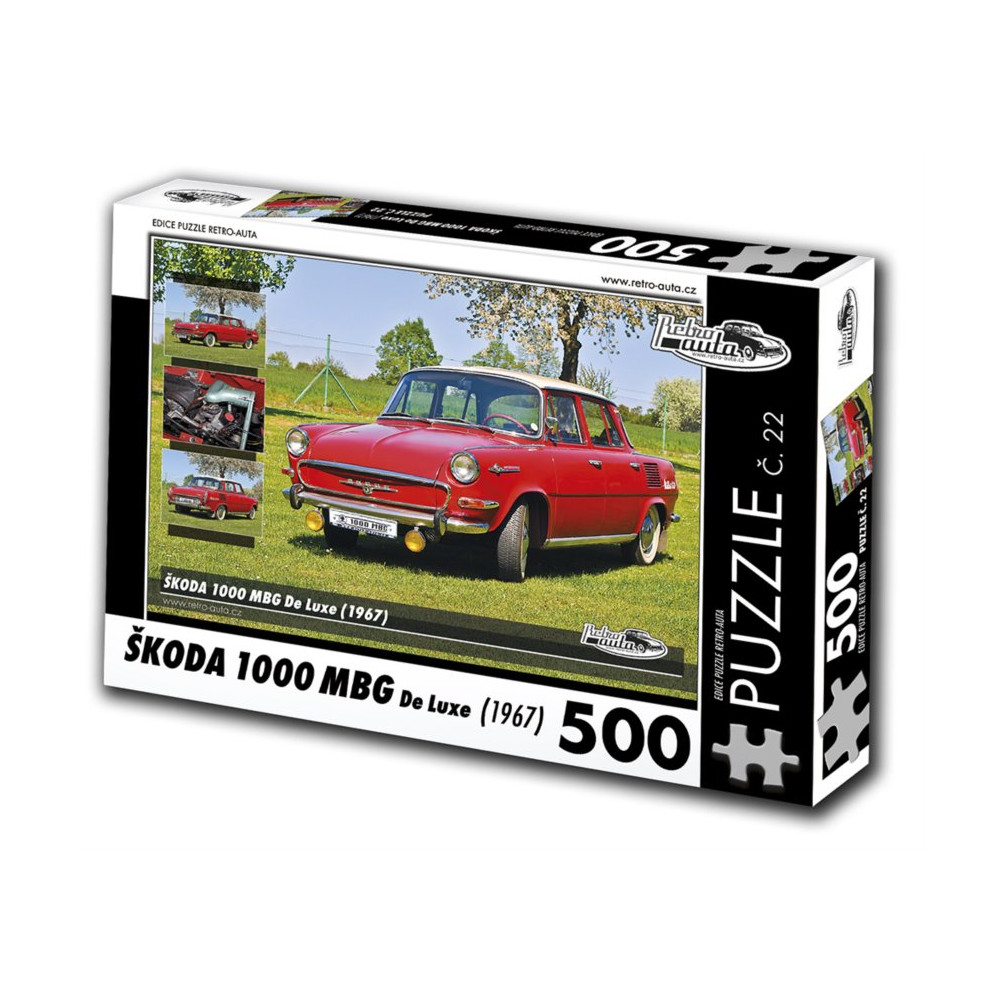 RETRO-AUTA Puzzle č. 22 Škoda 1000 MBG De Luxe (1967) 500 dílků