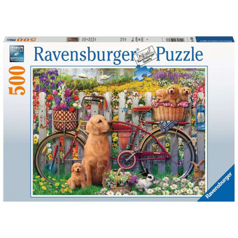 RAVENSBURGER Puzzle Roztomilí psi v zahradě 500 dílků