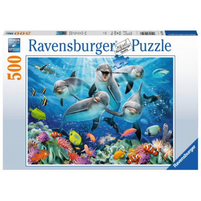 RAVENSBURGER Puzzle Delfíni u korálového útesu 500 dílků