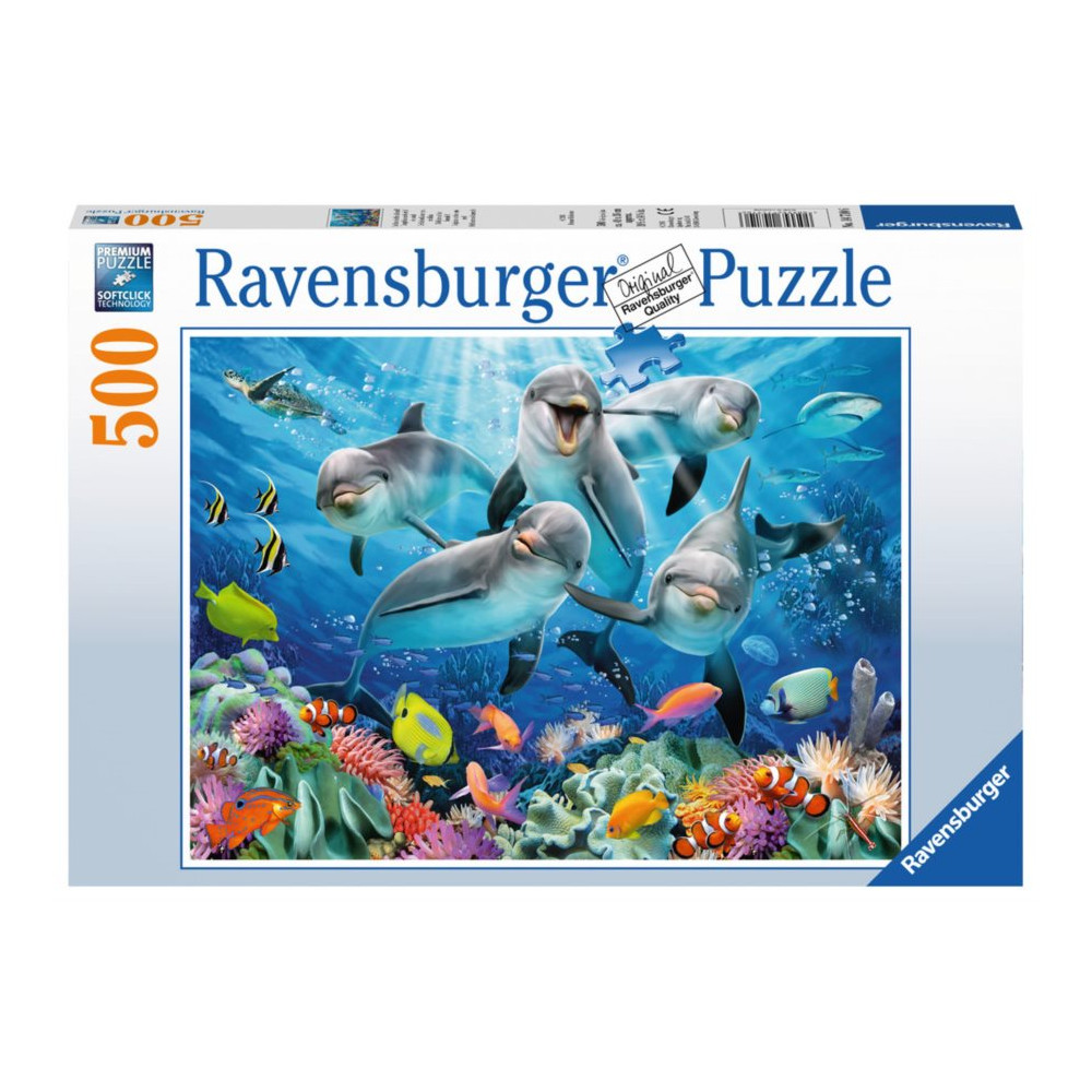 RAVENSBURGER Puzzle Delfíni u korálového útesu 500 dílků