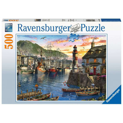 RAVENSBURGER Puzzle Východ slunce v přístavu 500 dílků