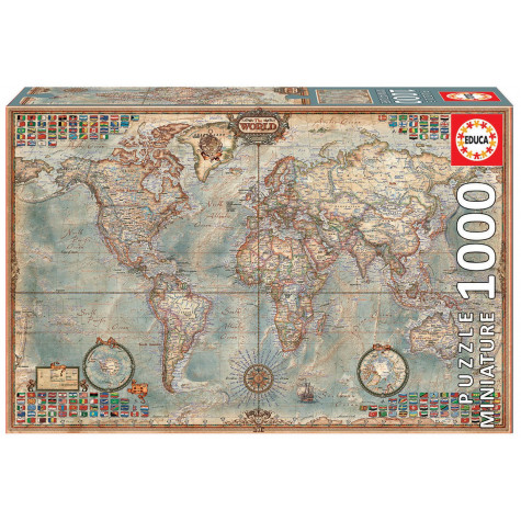 EDUCA Miniaturní puzzle Politická mapa světa 1000 dílků ~ 1
