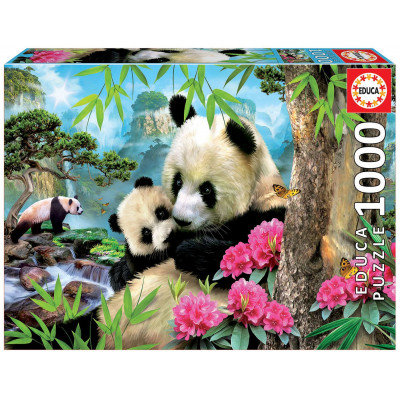 EDUCA Puzzle Panda s mládětem 1000 dílků