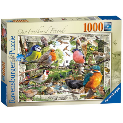 RAVENSBURGER Puzzle Naši opeření přátelé 1000 dílků