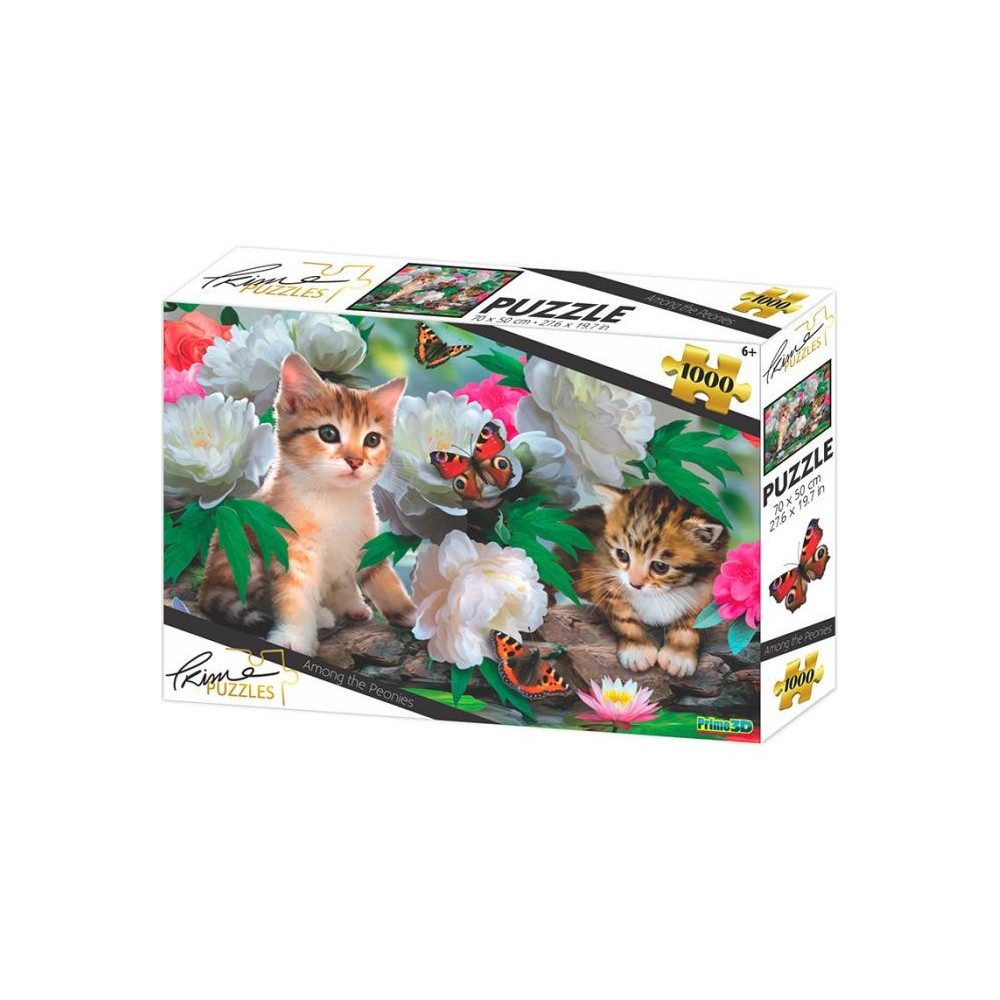 PRIME 3D Puzzle Koťata mezi pivoňkami 3D 1000 dílků