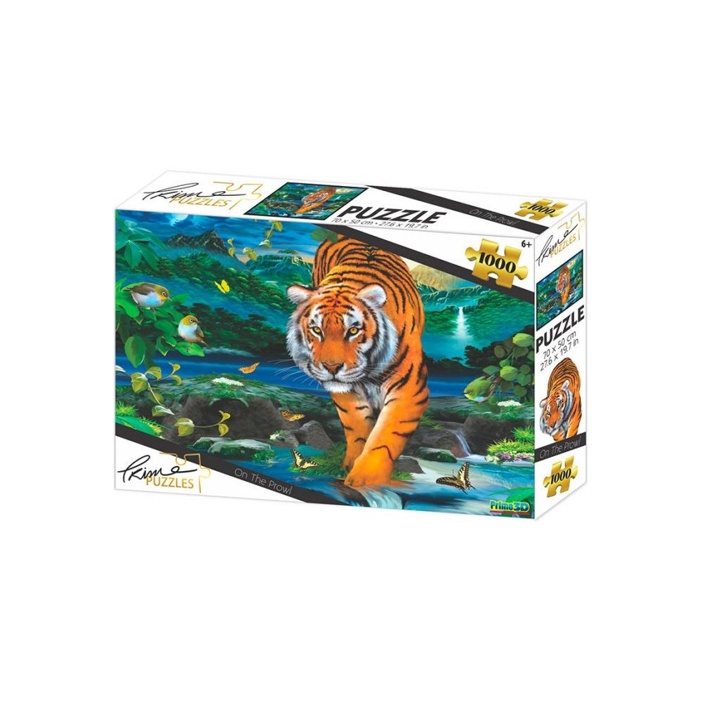PRIME 3D Puzzle Tygr na lovu 3D 1000 dílků