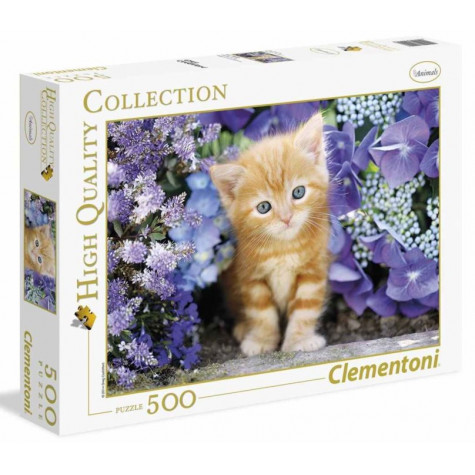 CLEMENTONI Puzzle Zrzavé kotě v květinách 500 dílků ~ 1