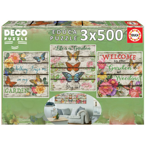 EDUCA Čtvercové puzzle Venkovská zahrádka 3x500 dílků ~ 1